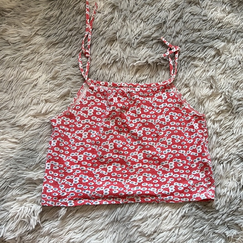 Red Floral Crop Top